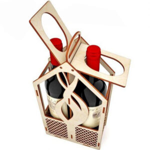 Hộp gỗ MDF đựng 2 chai rượu hình ngôi nhà